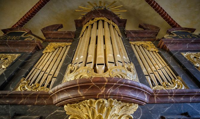 Orgel von Paul Schmidt, 1755 in der Dorfkirche Dresveskirchen, Foto: Heiko Preller